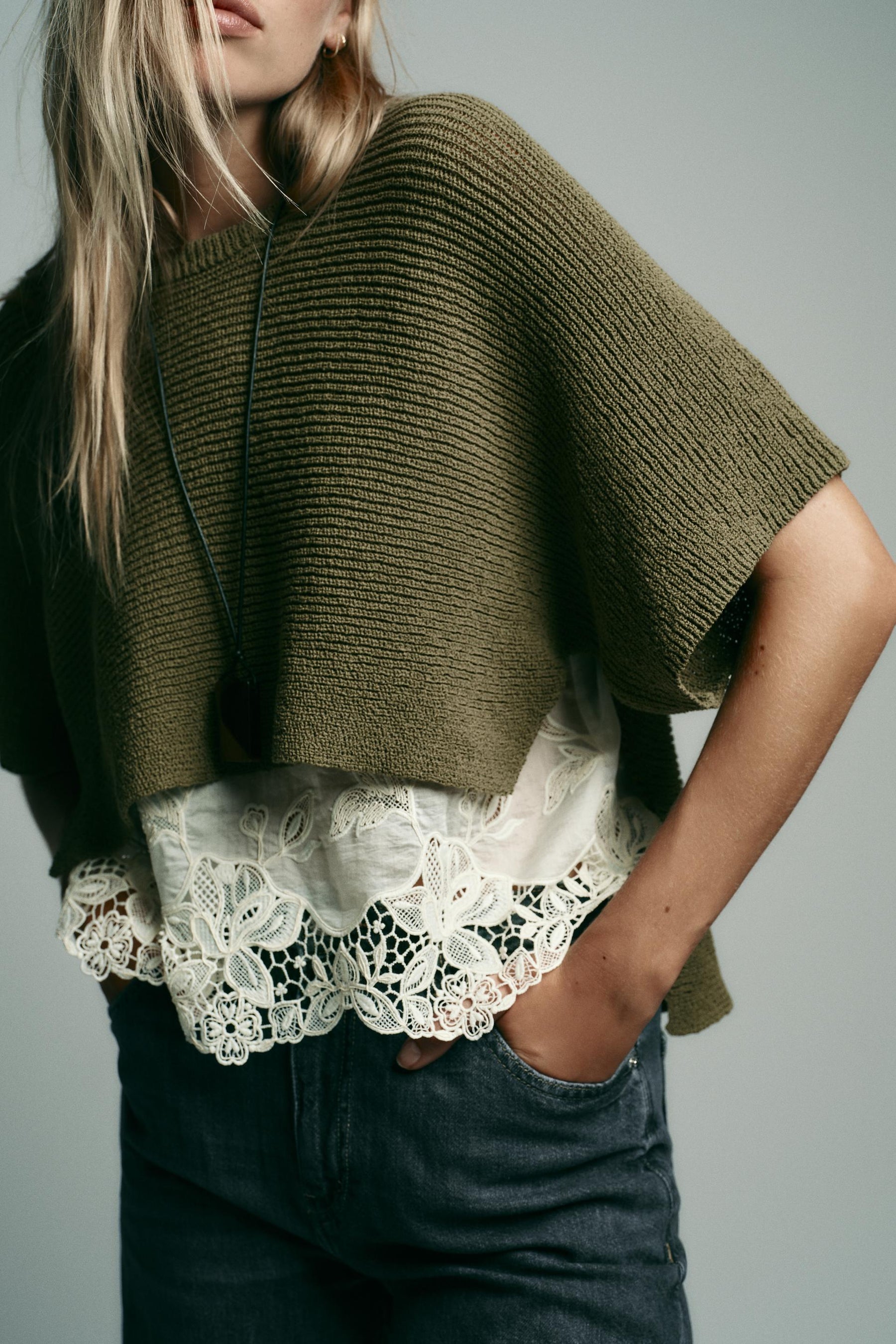 Contrast Knit Sweater