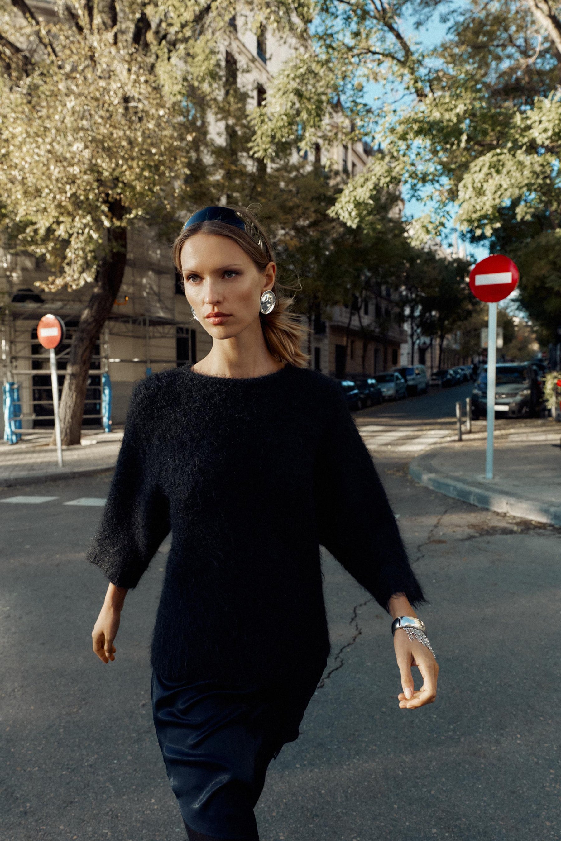 LACE-COMBINED KNIT JUMPER