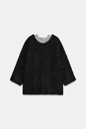 LACE-COMBINED KNIT JUMPER
