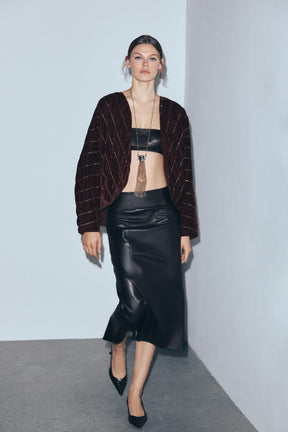 QUILTED VELVET KIMONO WITH BEADS - Image 1