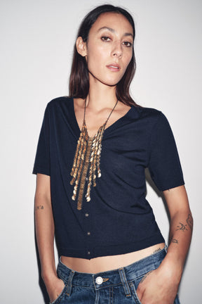 Wool Short Sleeve Cardigan