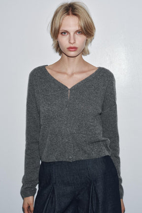 WOOL CASHMERE V-NECK CARDIGAN