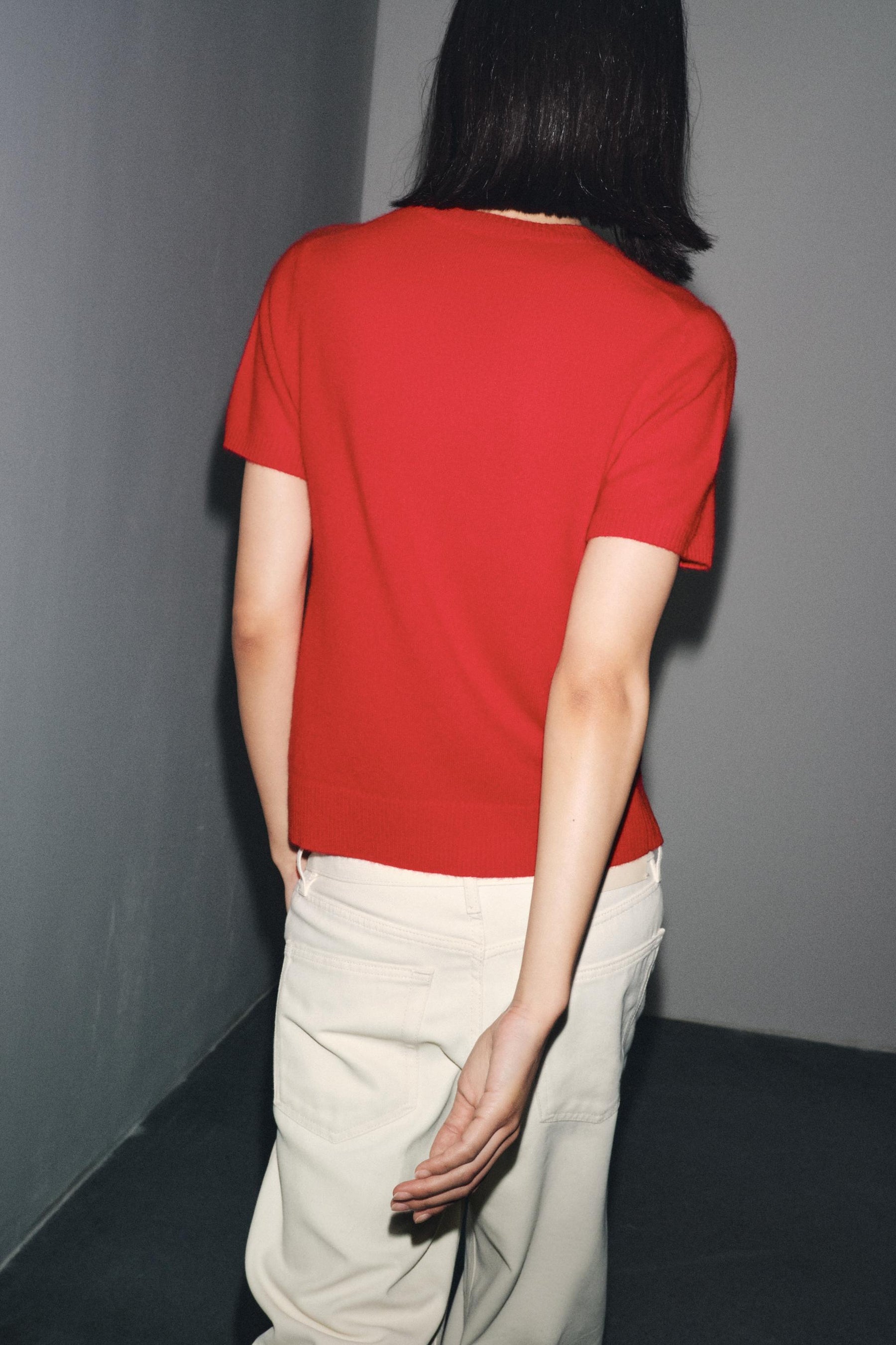 Cashmere short sleeve jumper