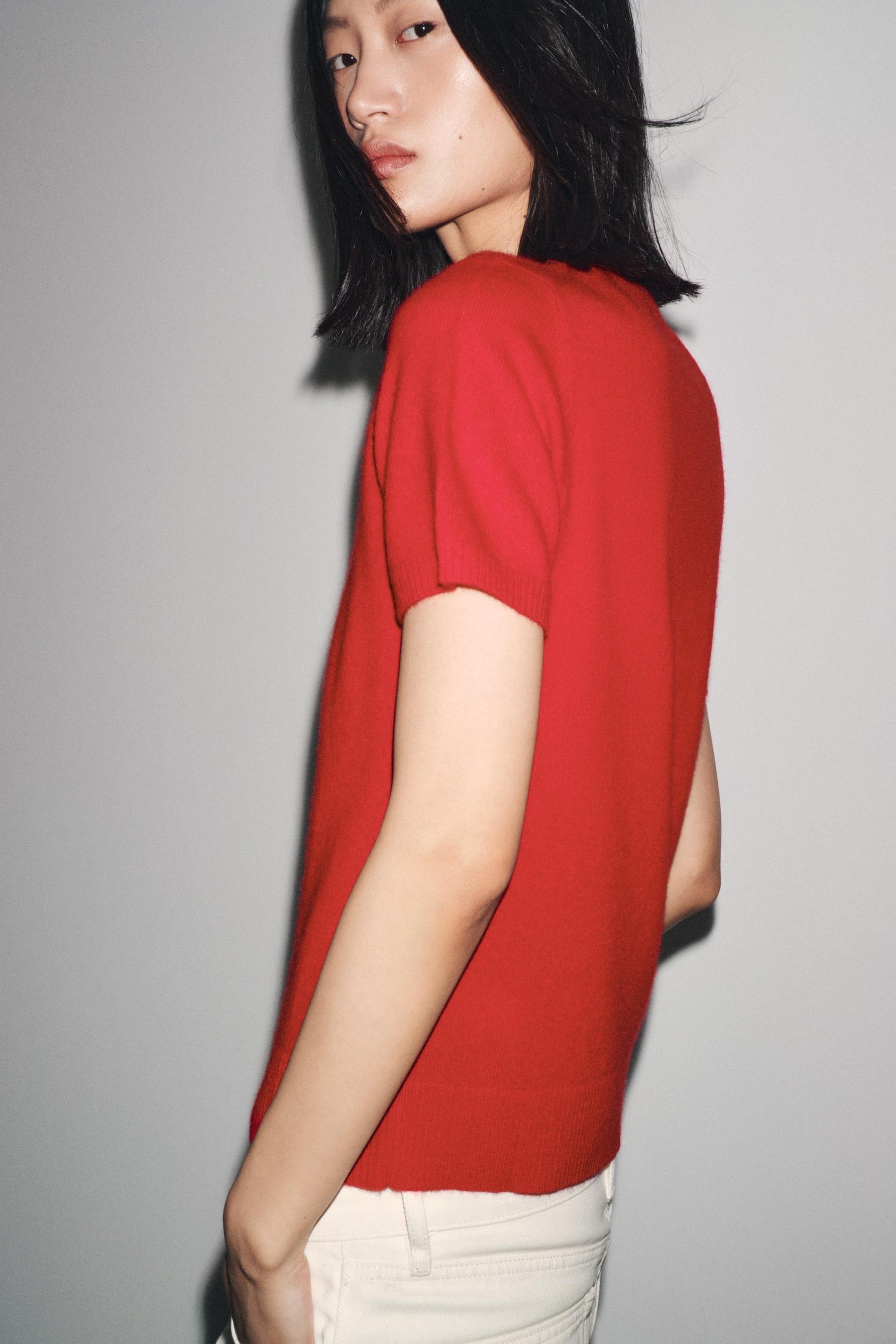 Cashmere short sleeve jumper