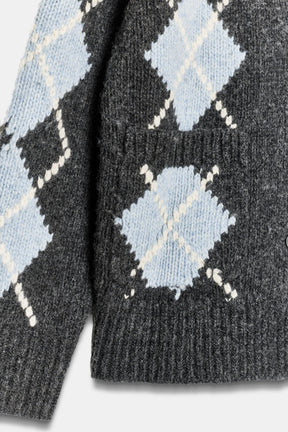 WOOL ARGYLE CARDIGAN
