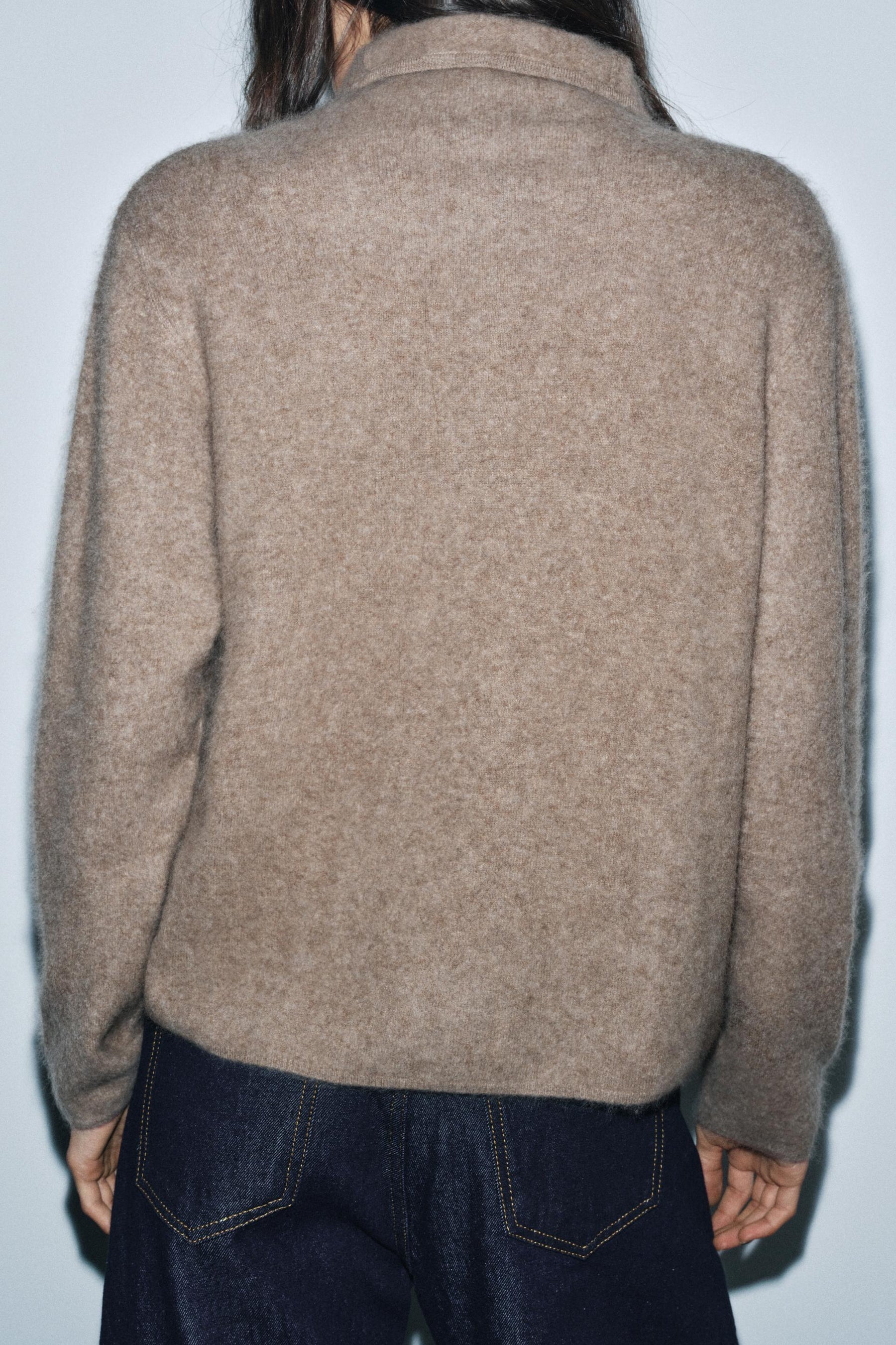 Wool High Neck Cardigan