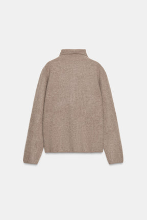 Wool High Neck Cardigan