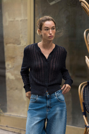 POINTELLE KNIT WOOL AND ALPACA CARDIGAN - Image 3