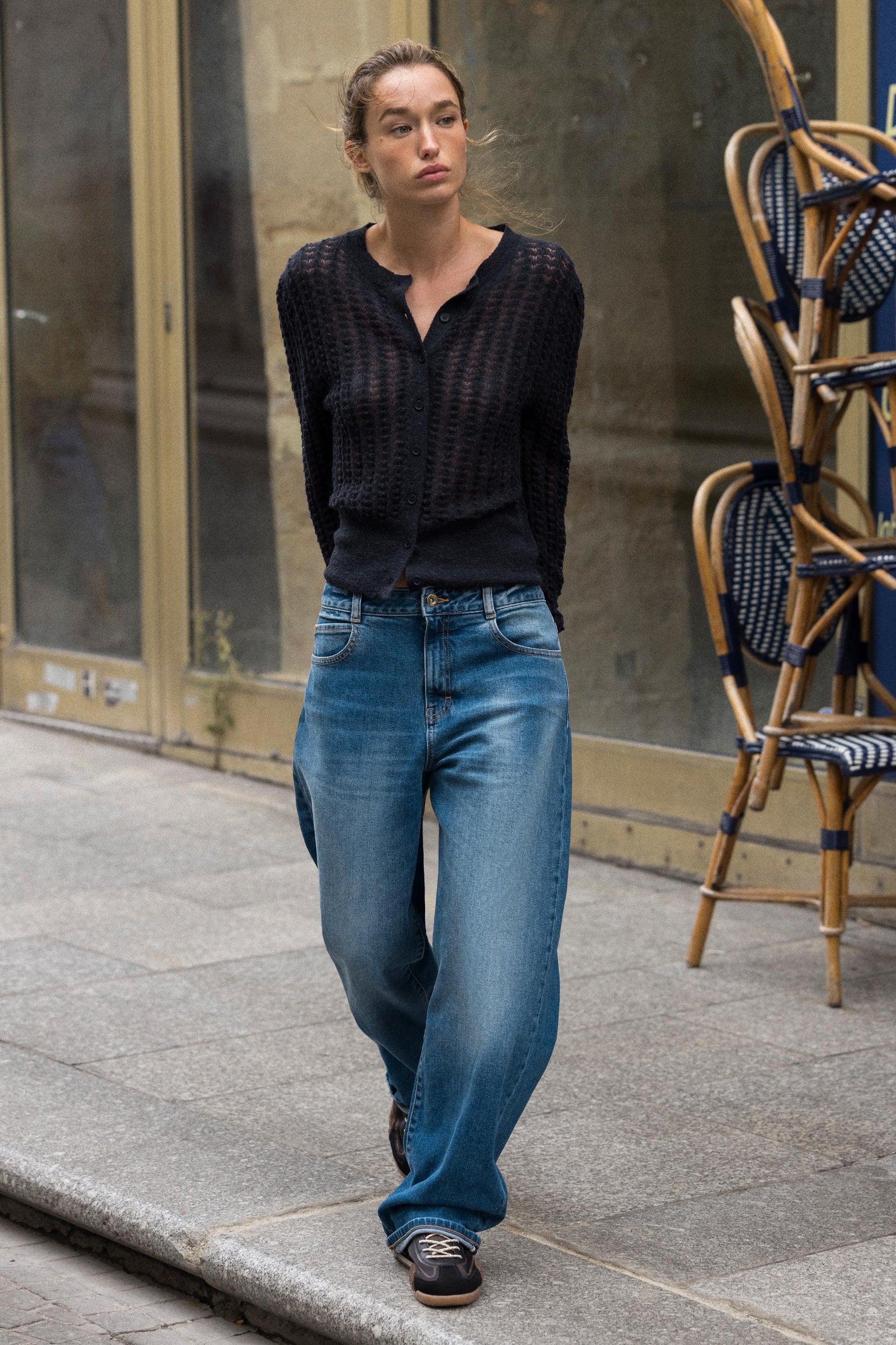 POINTELLE KNIT WOOL AND ALPACA CARDIGAN - Image 1