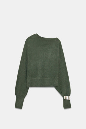 ASYMMETRIC KNIT JUMPER WITH CUFF DETAIL - Image 7