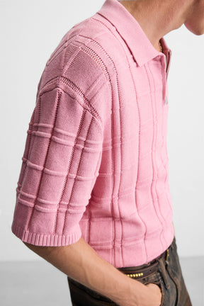 CHECKERED JACQUARD KNIT POLO SHIRT - Image 6
