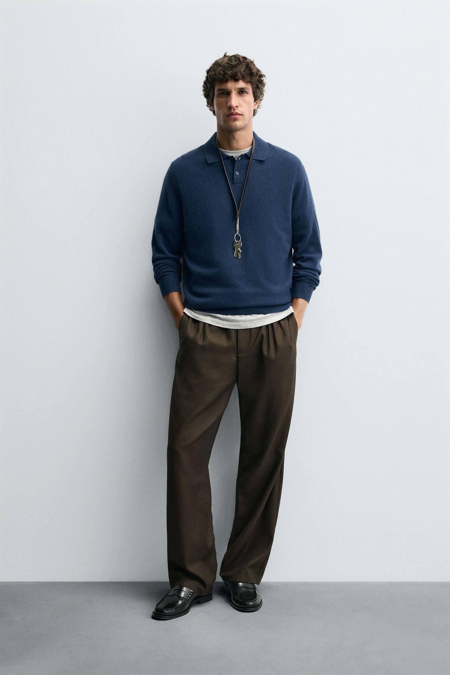 WOOL BLEND KNIT POLO SHIRT - Image 1