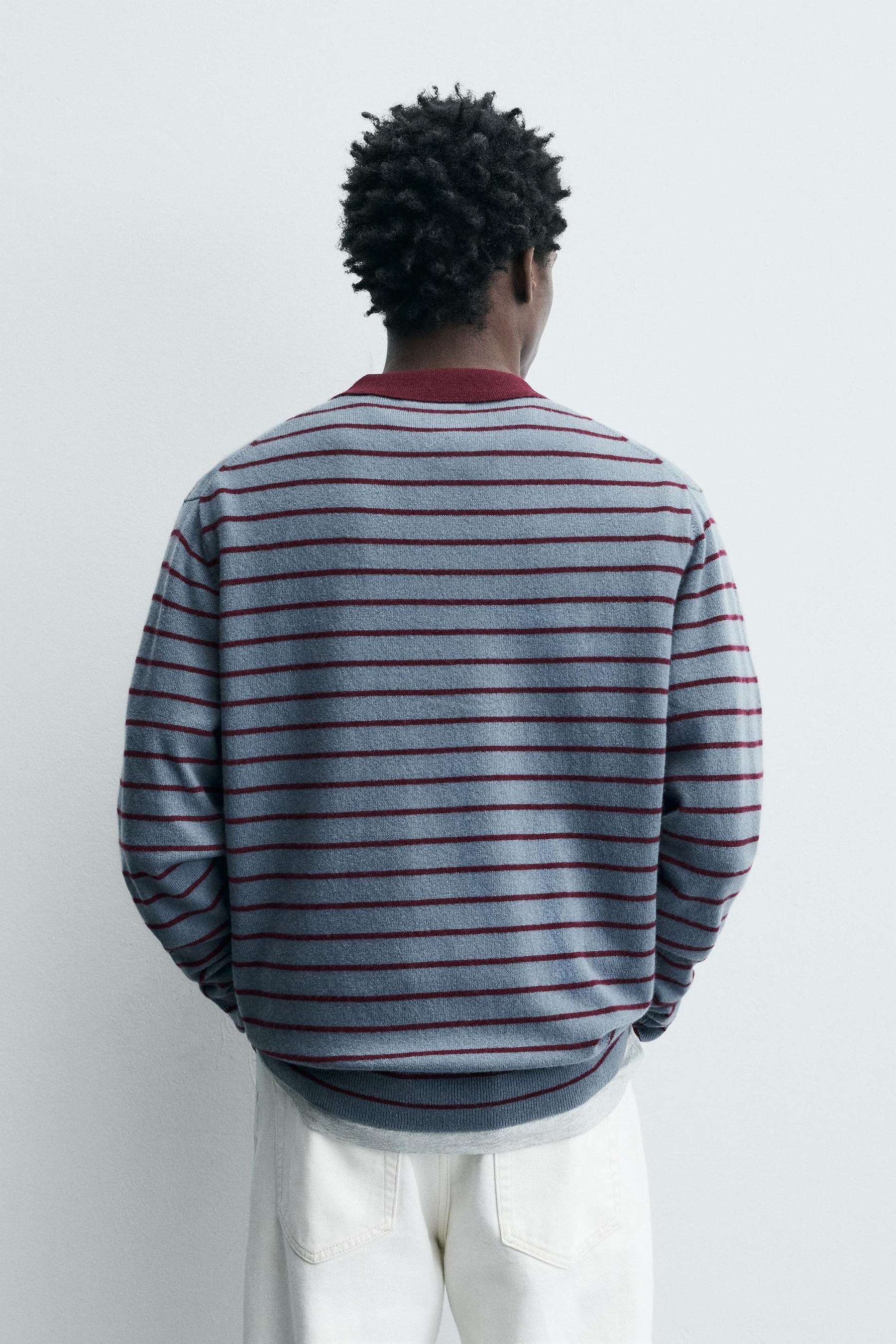 STRIPED WOOL BLEND KNIT POLO SHIRT - Image 3