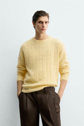 BRUSHED CABLE-KNIT TEXTURED JUMPER - Image 2