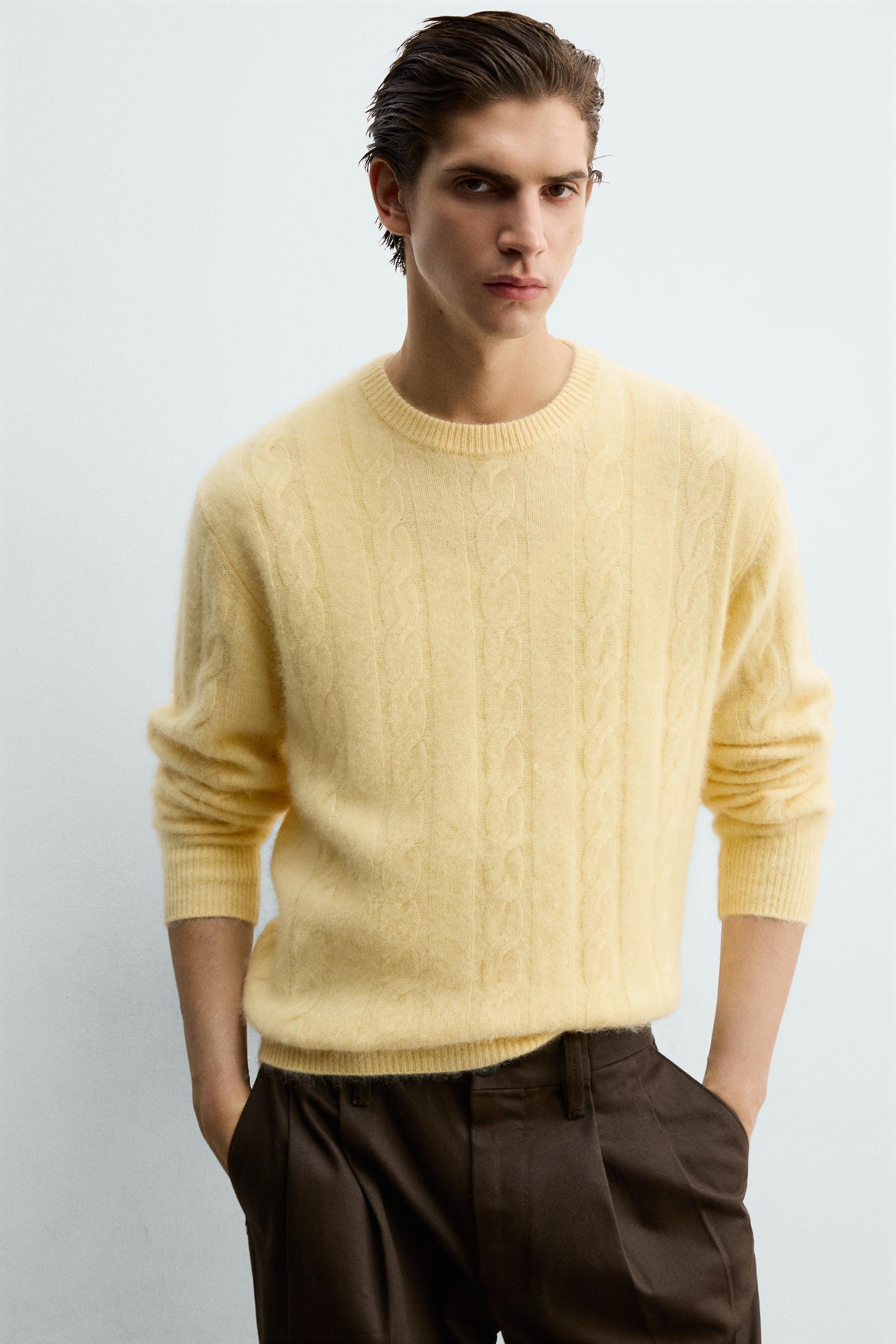 BRUSHED CABLE-KNIT TEXTURED JUMPER - Image 6