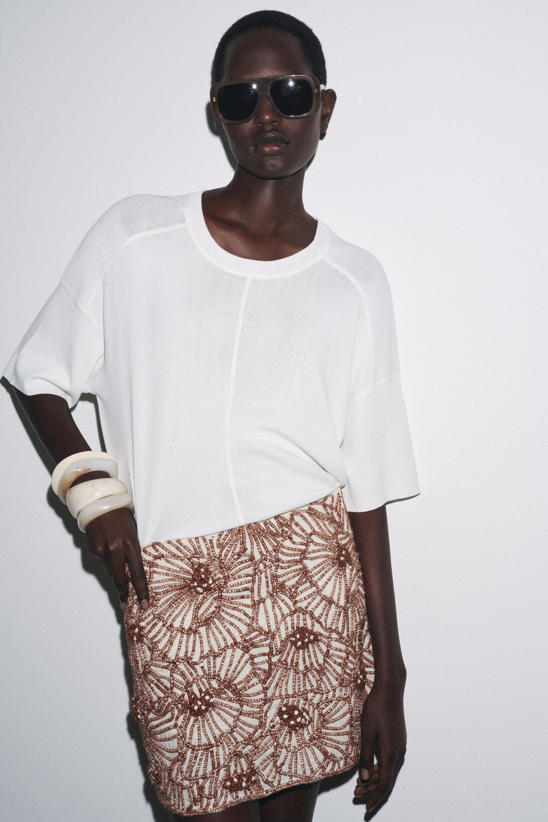 Floral Embroidery Mini Skirt