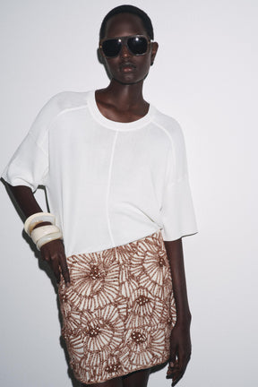 Floral Embroidery Mini Skirt