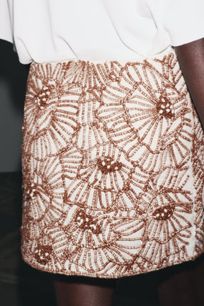 Floral Embroidery Mini Skirt