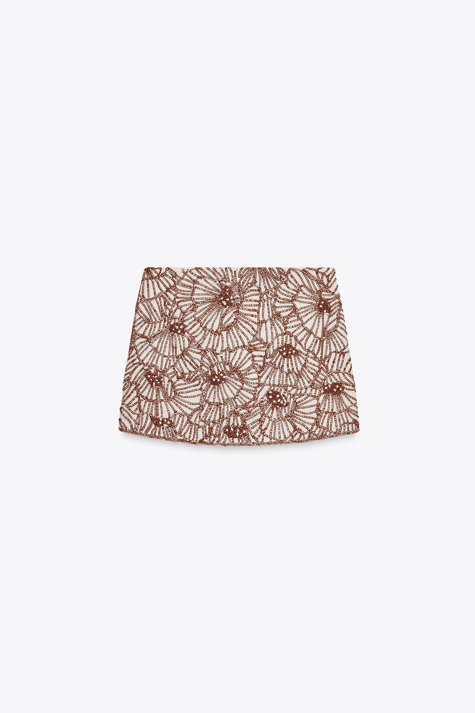 Floral Embroidery Mini Skirt