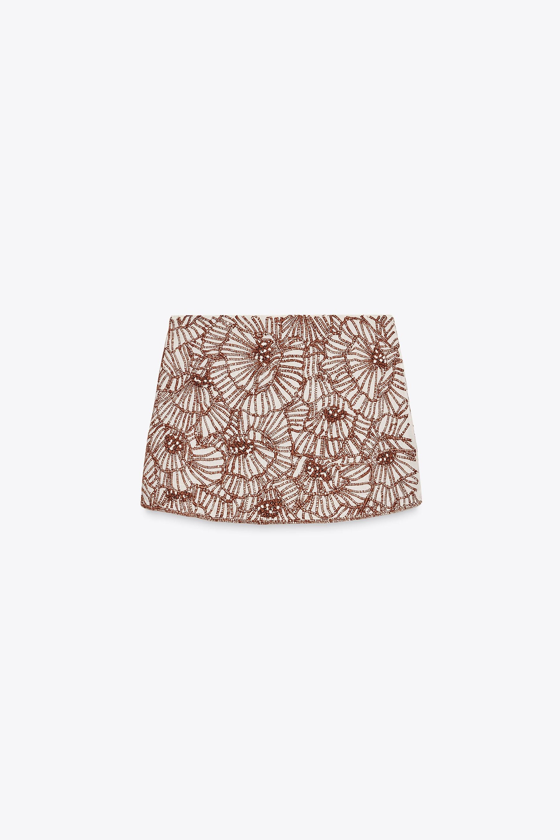 Floral Embroidery Mini Skirt