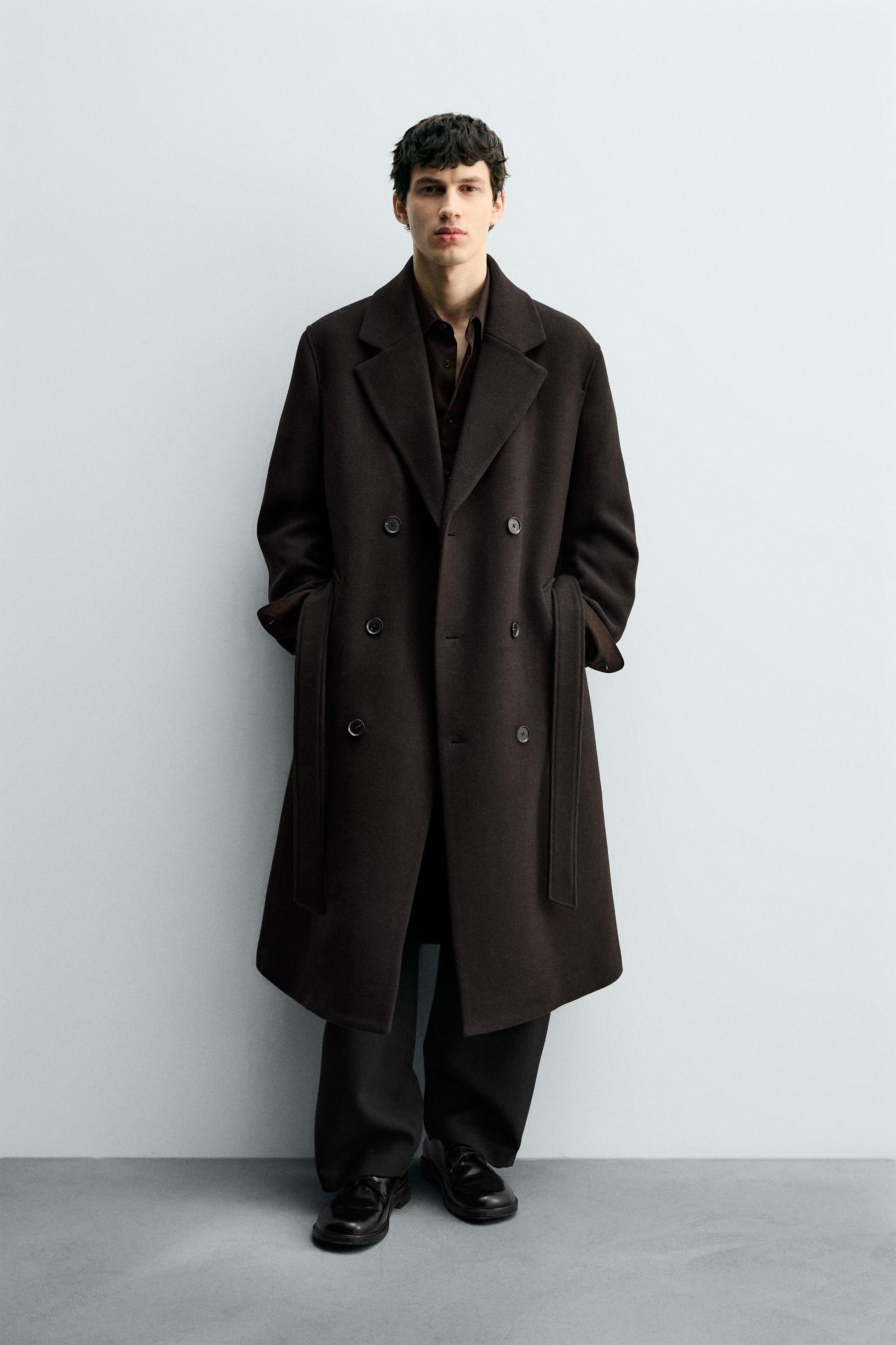 DOUBLE-BREASTED WOOL BLEND COAT WITH BELT - Image 1