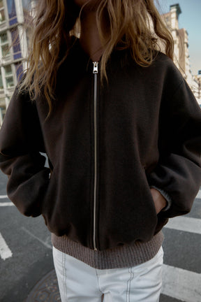 HOODED ELASTIC-HEM JACKET