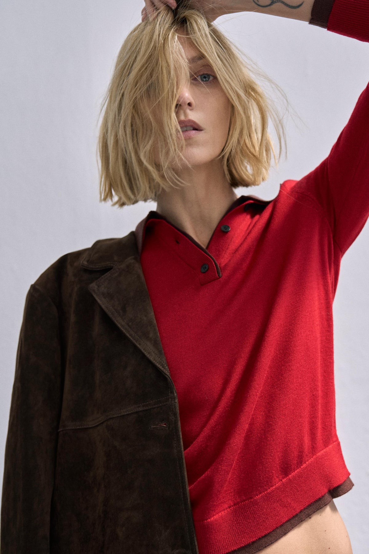 Contrast Knit Polo Shirt