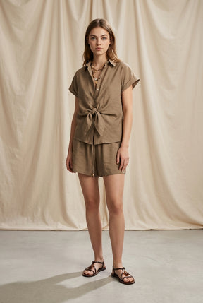 Beaded Drawstring Bermuda Shorts