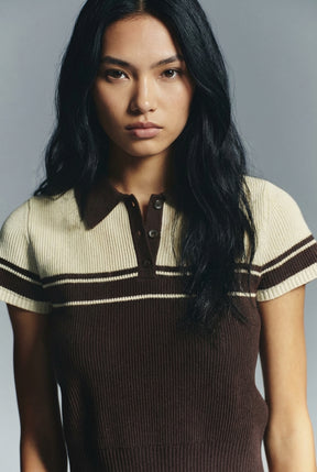 Rib Knit Polo Shirt