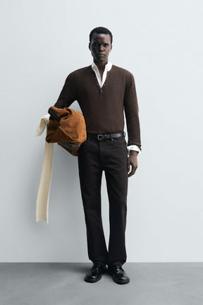 LIGHTWEIGHT GRANDAD COLLAR JUMPER - Image 1