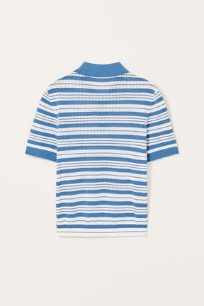 Striped Knit Polo Shirt