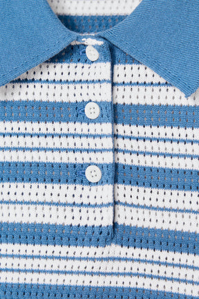 Striped Knit Polo Shirt