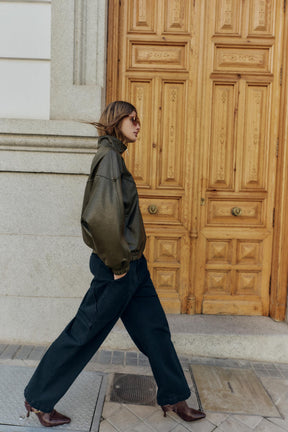 Faux Leather Bomber Jacket