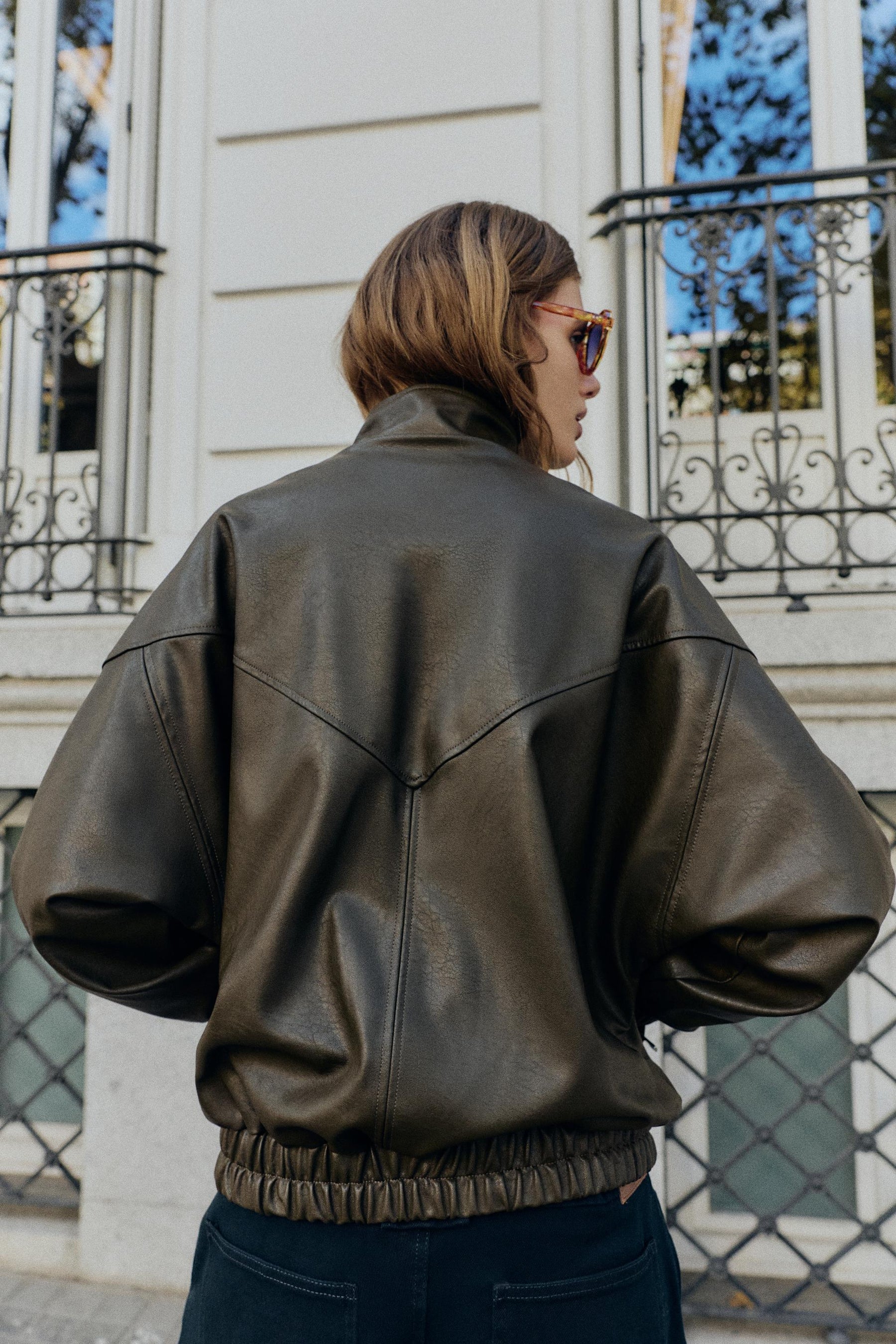 Faux Leather Bomber Jacket