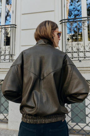 Faux Leather Bomber Jacket