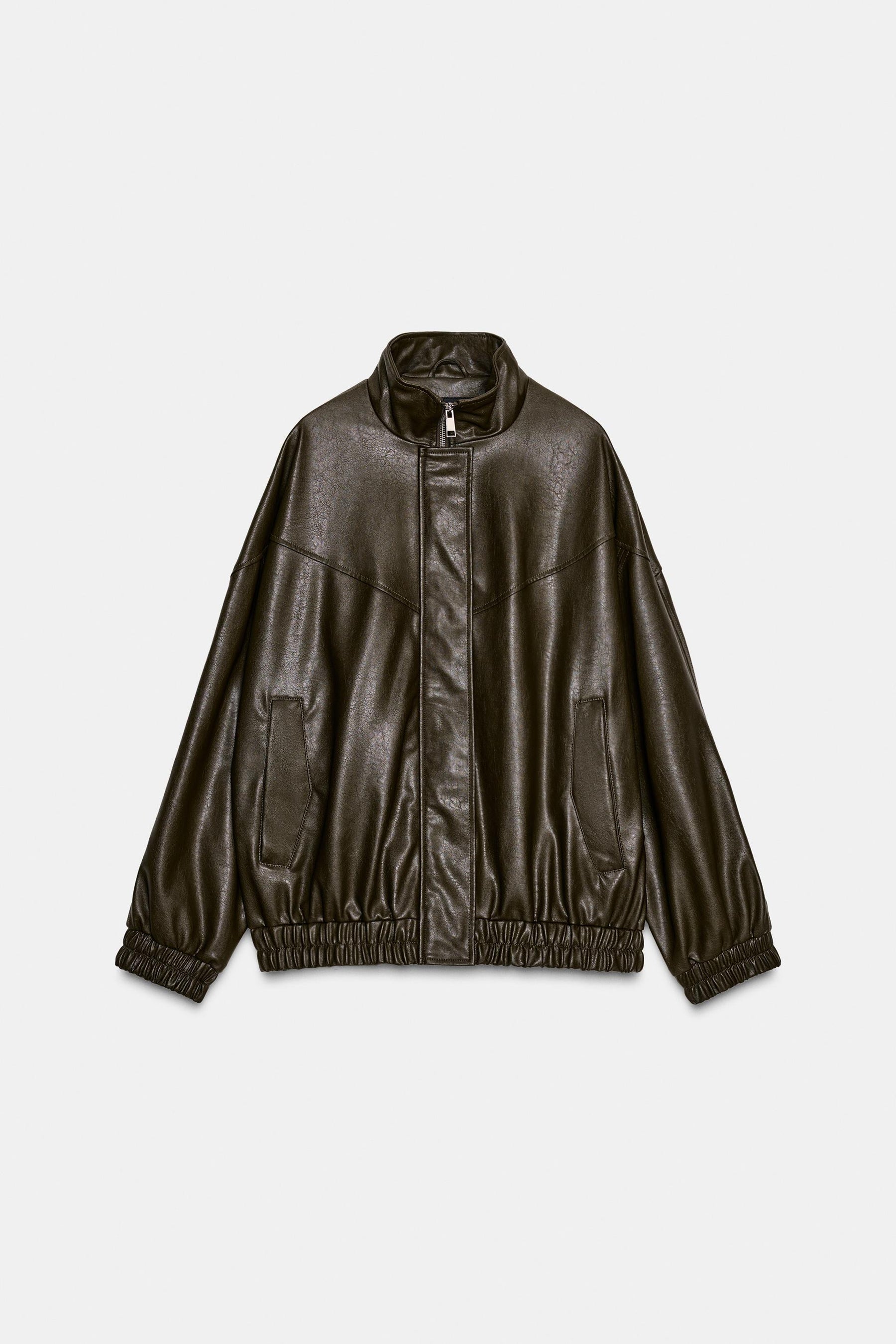 Faux Leather Bomber Jacket
