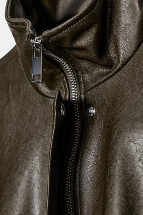Faux Leather Bomber Jacket