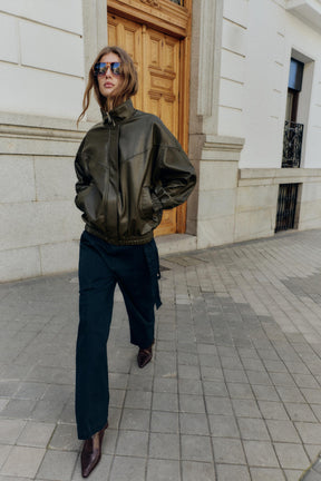 Faux Leather Bomber Jacket