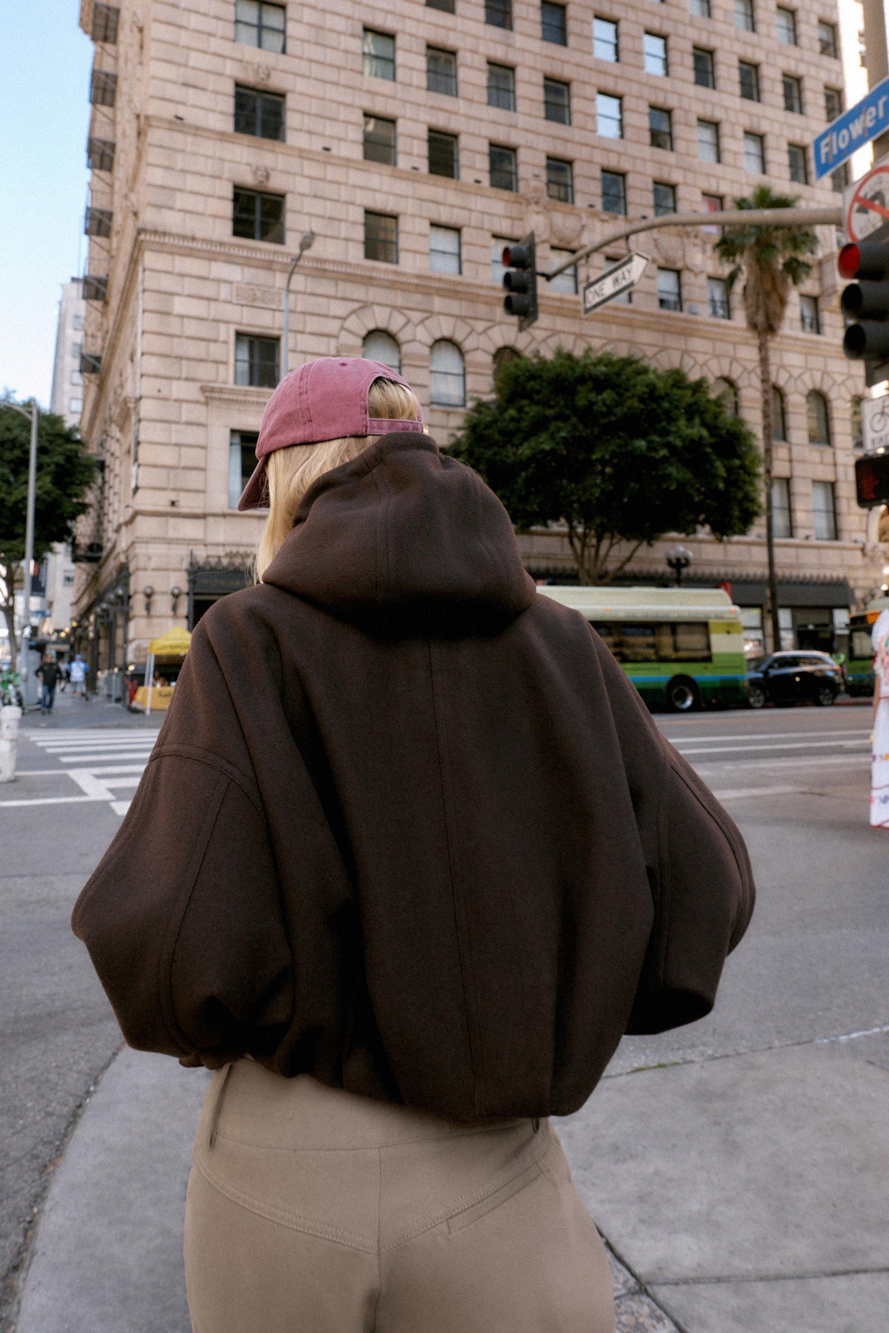 Oversized Hooded Bomber Jacket