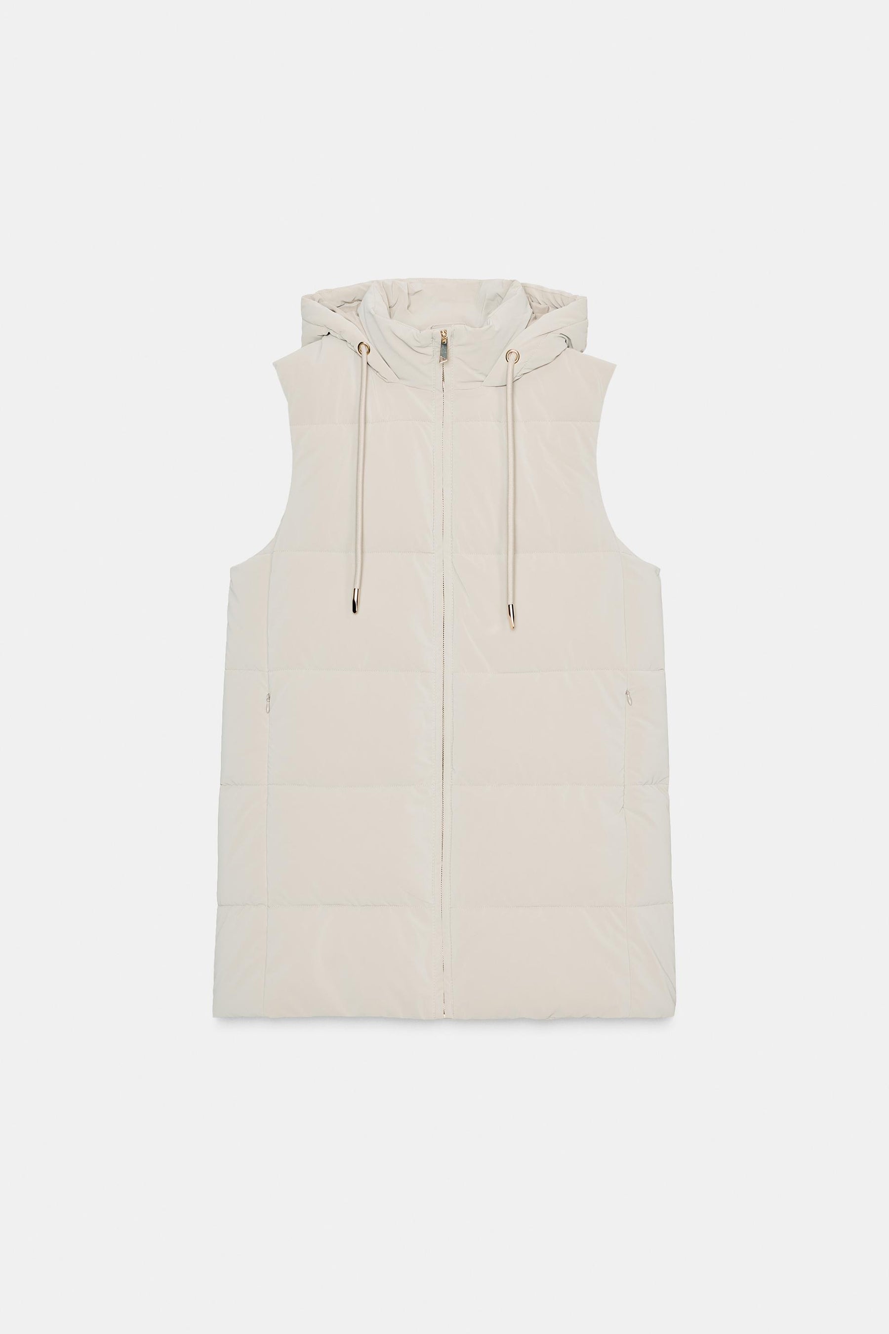 LONG QUILTED GILET WITH HOOD - Image 7