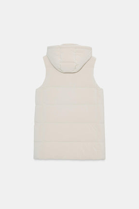 LONG QUILTED GILET WITH HOOD - Image 8