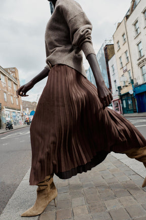 Pleated Midi Faux Suede