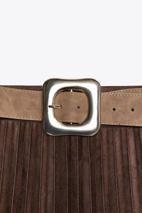 Pleated Midi Faux Suede