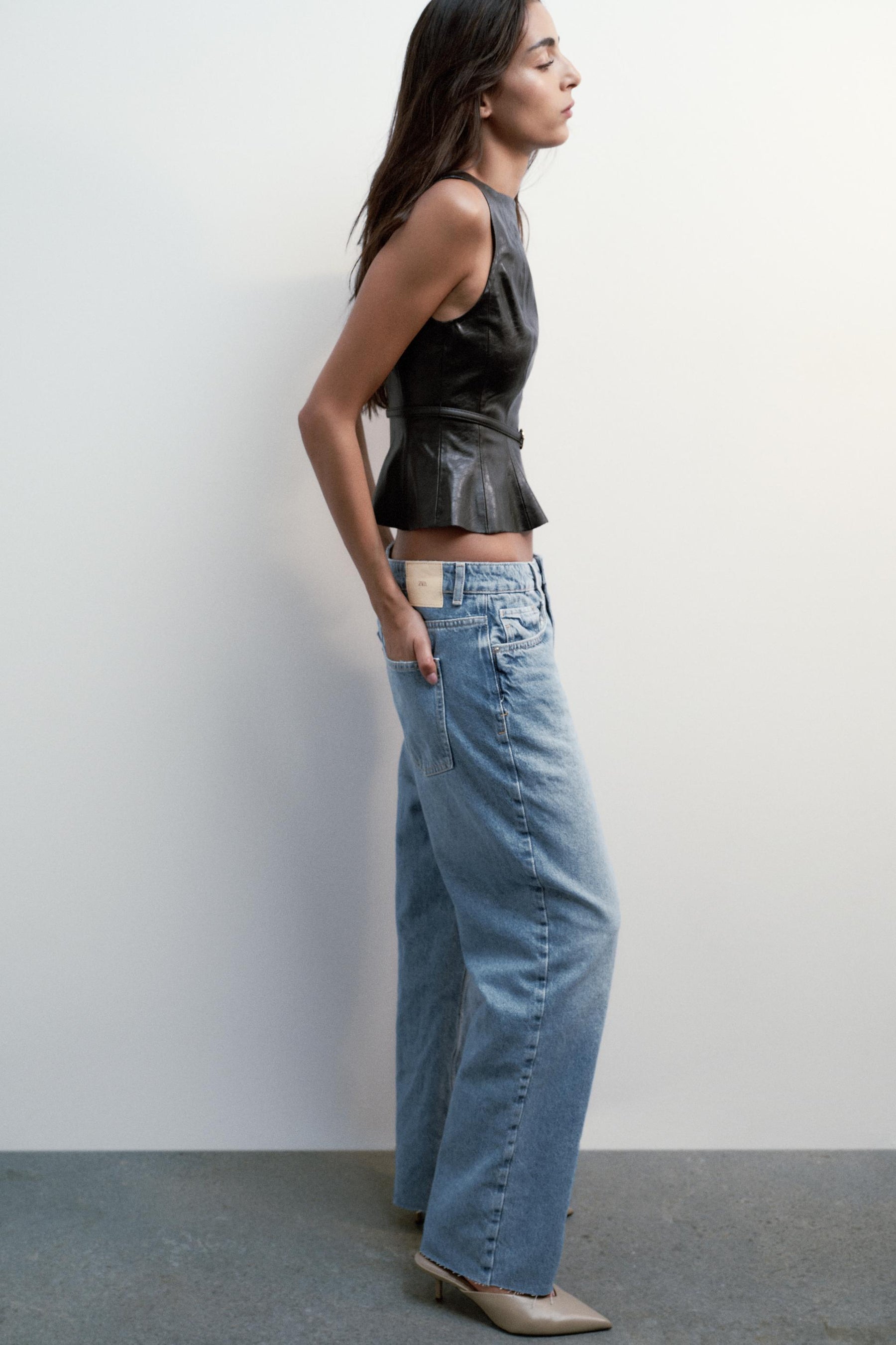 Belted Faux Leather Top