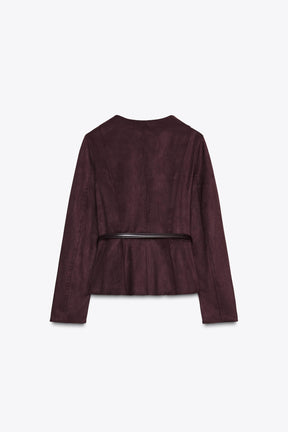 SUEDE PEPLUM JACKET