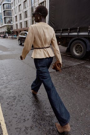 SUEDE EFFECT PEPLUM JACKET WITH BELT - Image 4