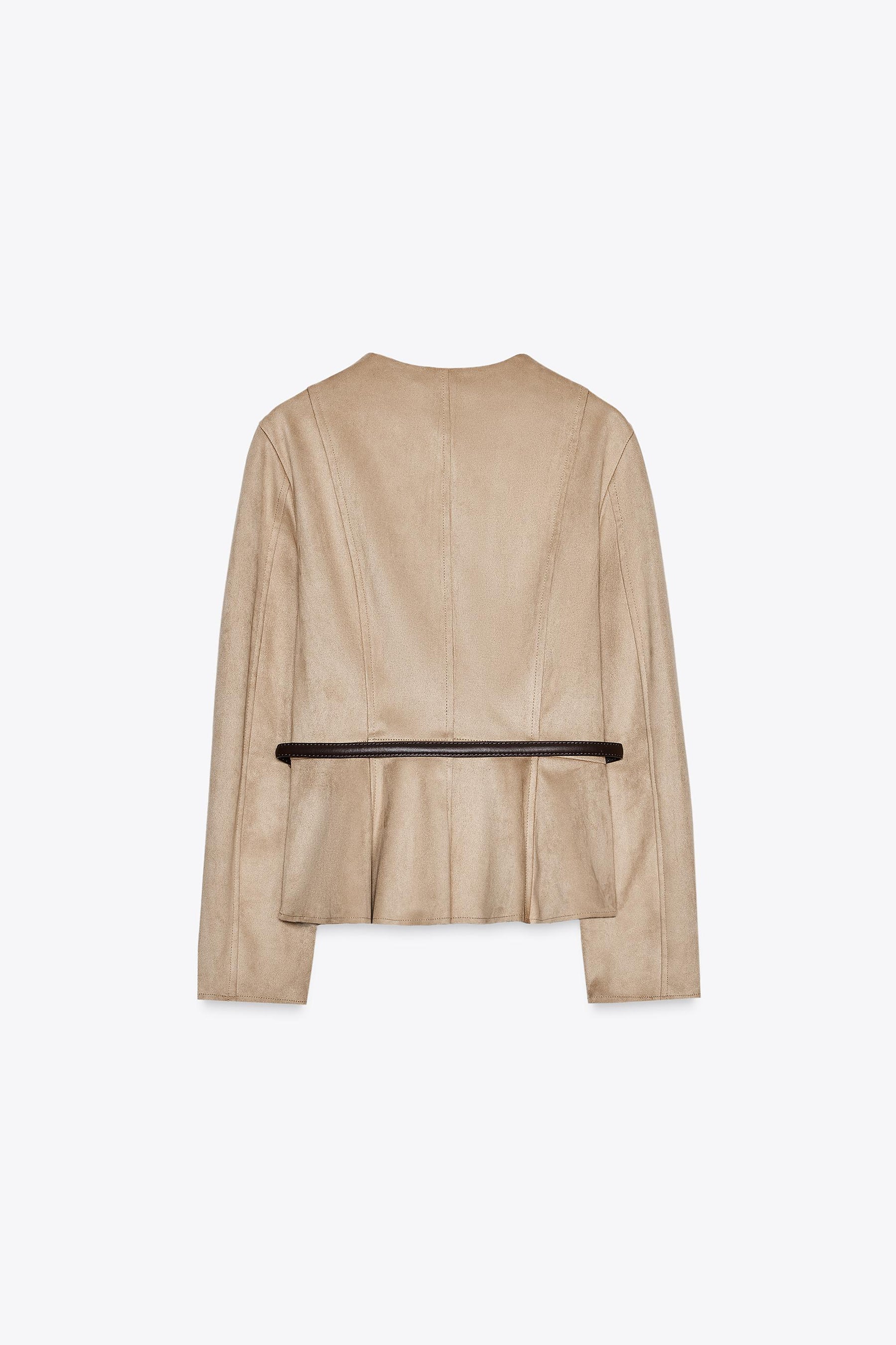 SUEDE EFFECT PEPLUM JACKET WITH BELT - Image 6