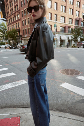 FAUX LEATHER SHORT TRENCH COAT - Image 3