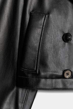 FAUX LEATHER SHORT TRENCH COAT - Image 6