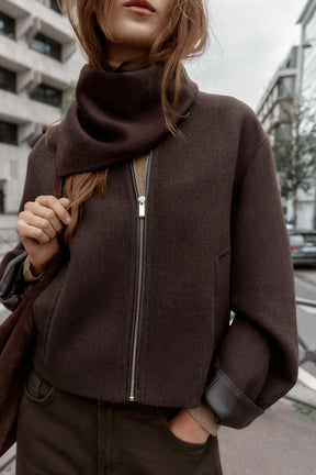 SOFT JACKET WITH LEATHER EFFECT TRIMS - Image 2